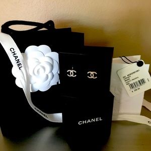 Mini CC Chanel stud earrings.